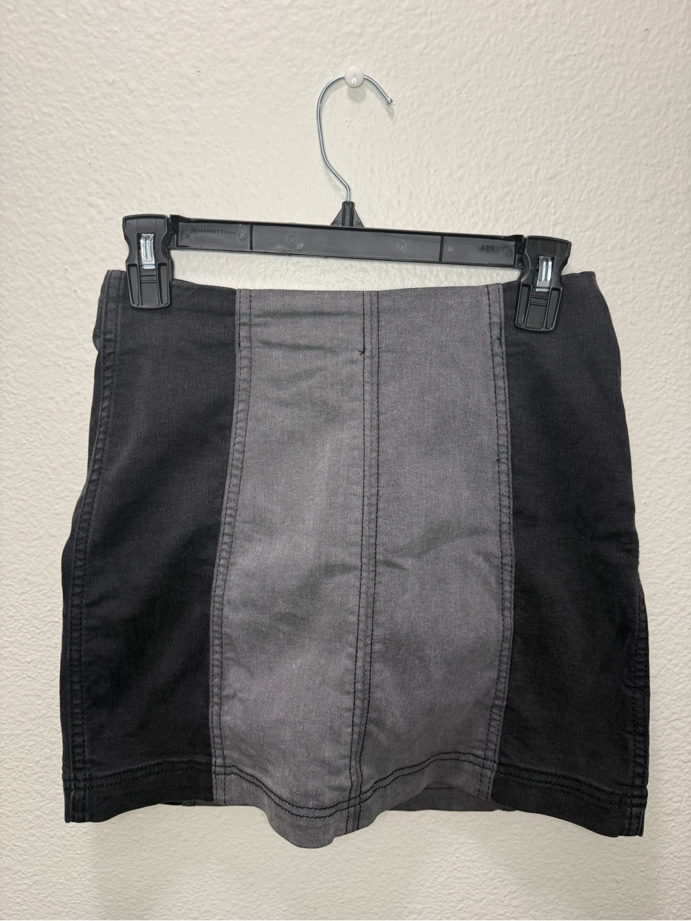 Free People Two-Tone Black and Gray Panel Mini Skirt